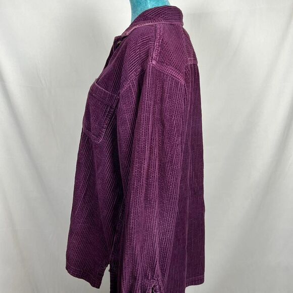 L.L. Bean Vintage Purple Corduroy Button-Up Overshirt (Women's M) - Picture 2 of 6